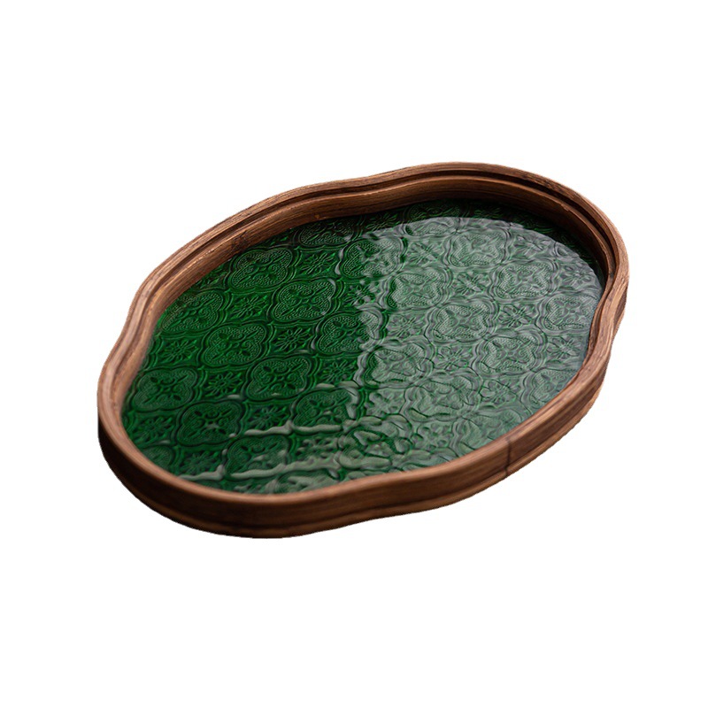 Nhà Máy Bán buôn Khay trà thủy tinh kiểu Nhật Khay trà tre cổ điển Khay lưu trữ đồ ăn nhẹ trái cây phòng trà gia dụng đơn giản