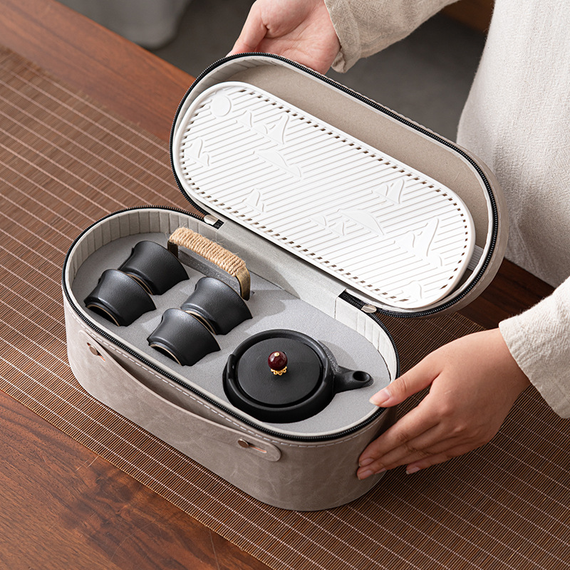 Bộ ấm trà du lịch Nhật Bản, cốc khách nhanh xách tay ngoài trời, một ấm bốn cốc, dụng cụ pha trà gốm sứ, bán buôn quà tặng