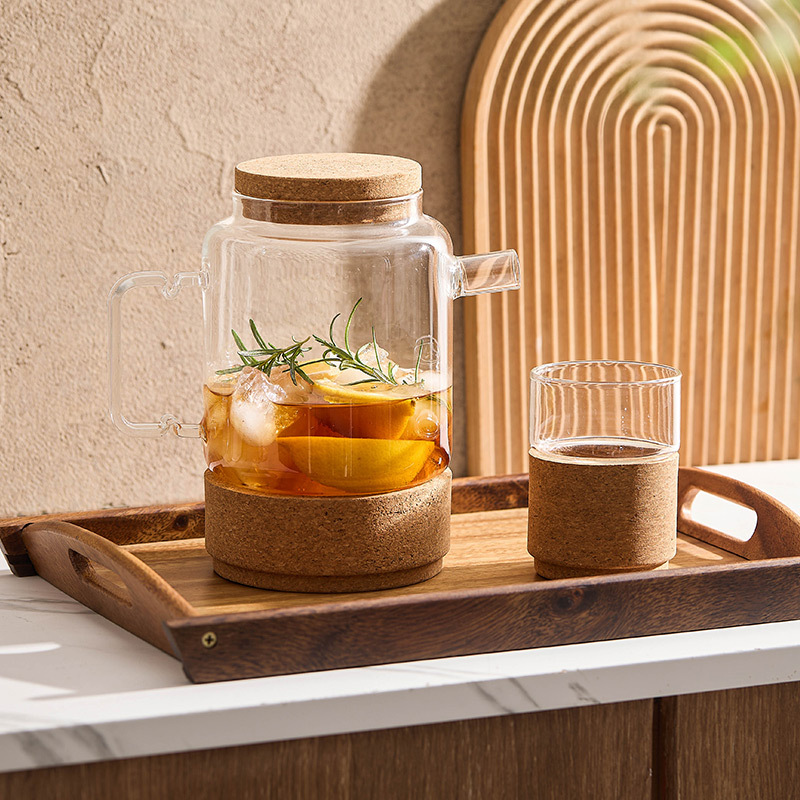 Ấm đun nước thủy tinh Ấm đun nước lạnh Ấm đun nước lạnh Ấm trà hoa nút chai sáng tạo Ấm đun nước lạnh cá nhân Ấm đun nước trái cây Bộ cốc nước