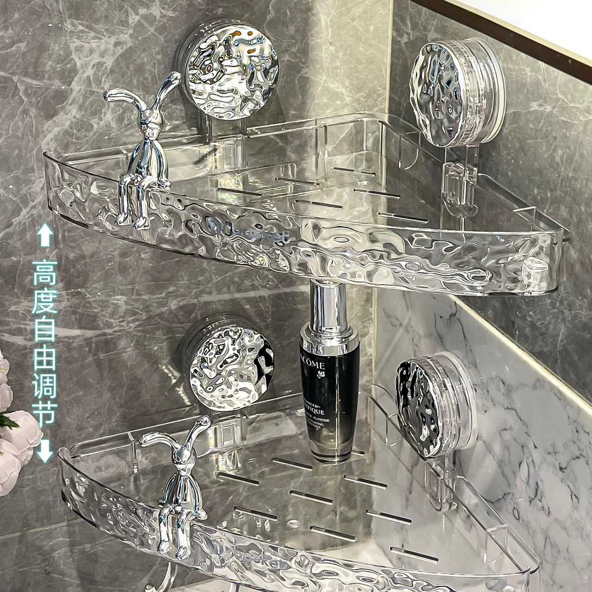Giá để đồ tam giác cốc hút phòng tắm giá treo tường không đục lỗ giá để đồ vệ sinh phòng tắm giá để đồ góc tường