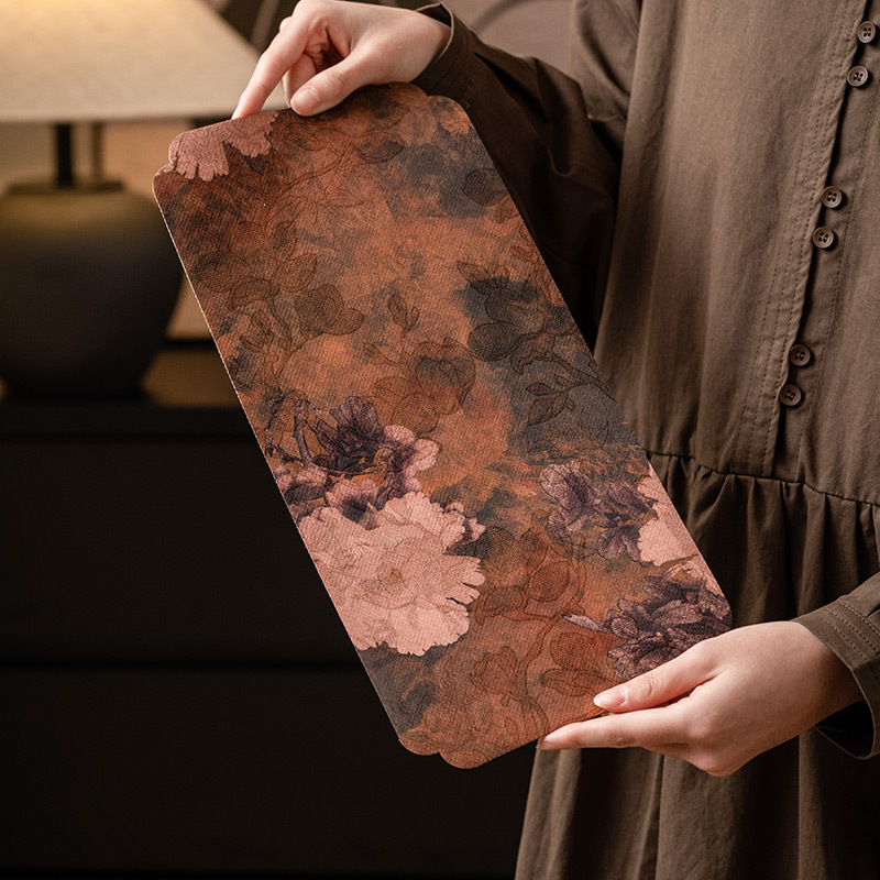 Tấm lót bàn trà hình hoa mẫu đơn hình long vuông tấm lót bàn chống thấm nước phong cách Trung Quốc Zen phụ kiện bộ trà tấm lót bàn trà pha khô