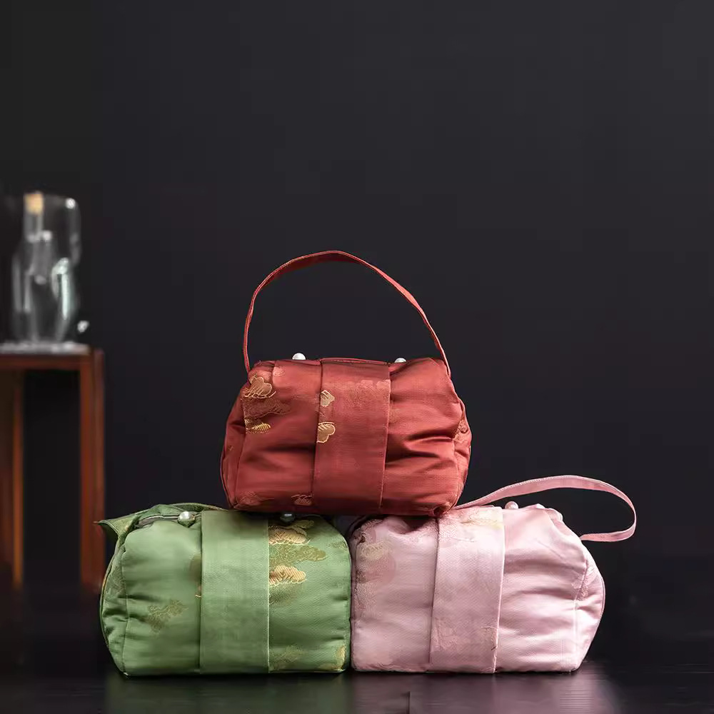 Túi đựng trà một ấm hai cốc túi đựng trà túi đựng trà bộ trà du lịch ngoài trời bộ bát có nắp gia dụng xách tay