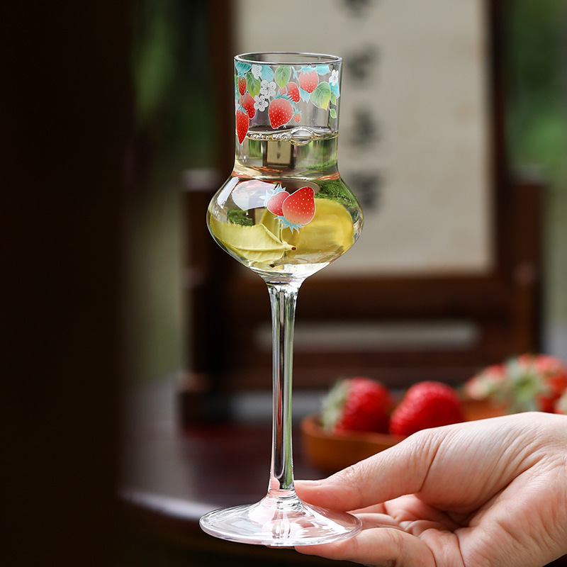 Cốc pha trà lạnh phong cách Trung Quốc mới cốc thủy tinh phòng trà nếm ly rượu cốc chân cao cốc hương thơm cốc nước trà lạnh sáng tạo cốc nước