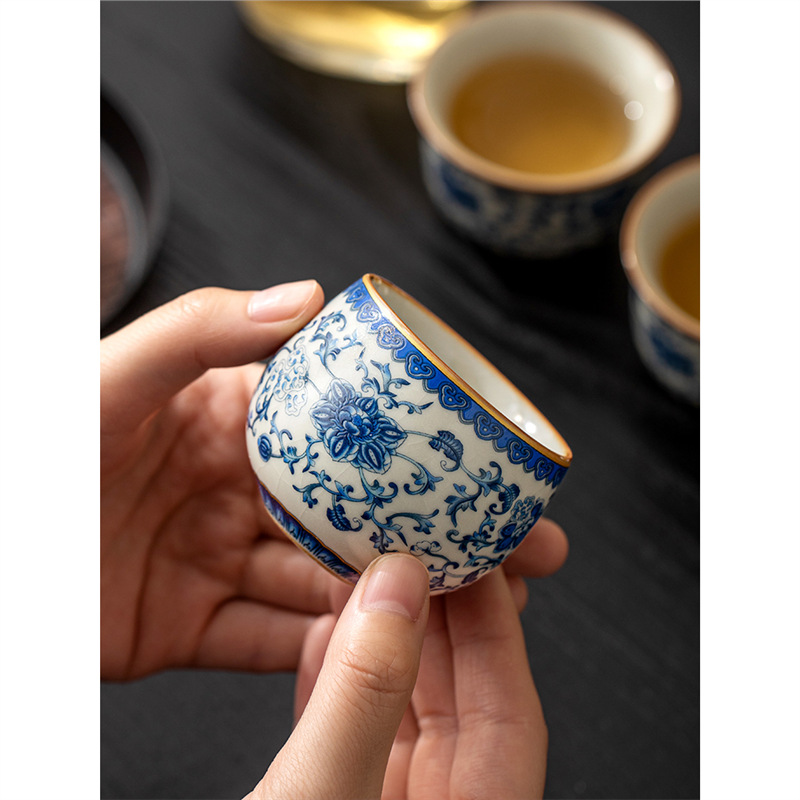 Cốc trà thiền sen xanh trắng Ruyao cốc chủ nhân cao cấp có thể nuôi được sản phẩm đặc biệt dành cho cá nhân nam nữ cốc trà quà lưu niệm