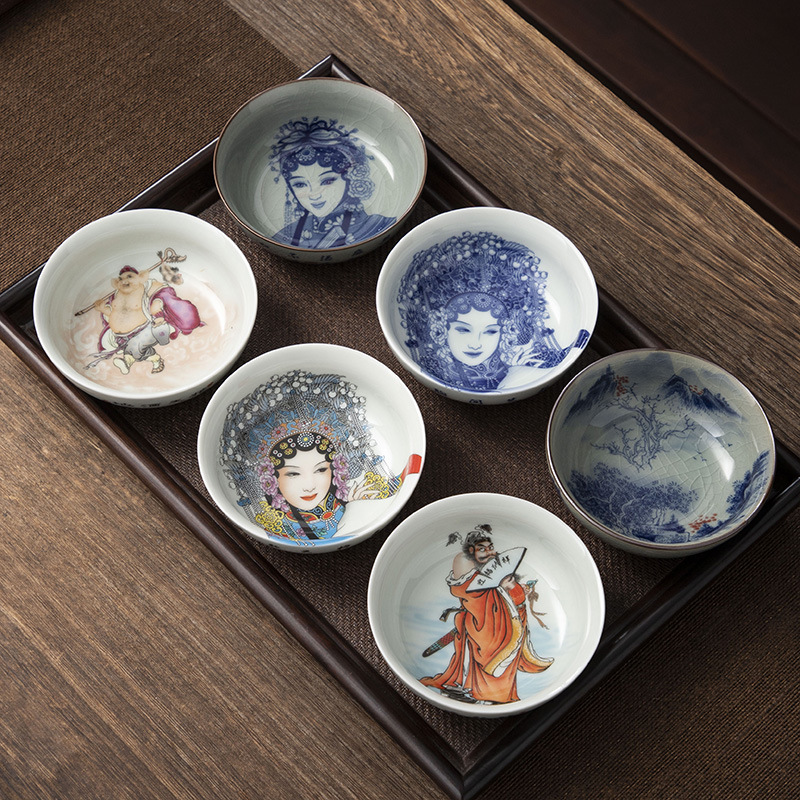 Cốc trà Jingdezhen cốc chủ nhân sứ trắng xanh cốc đơn bát trà Kung Fu chuyên dụng cá nhân cốc trà đơn bán buôn trà