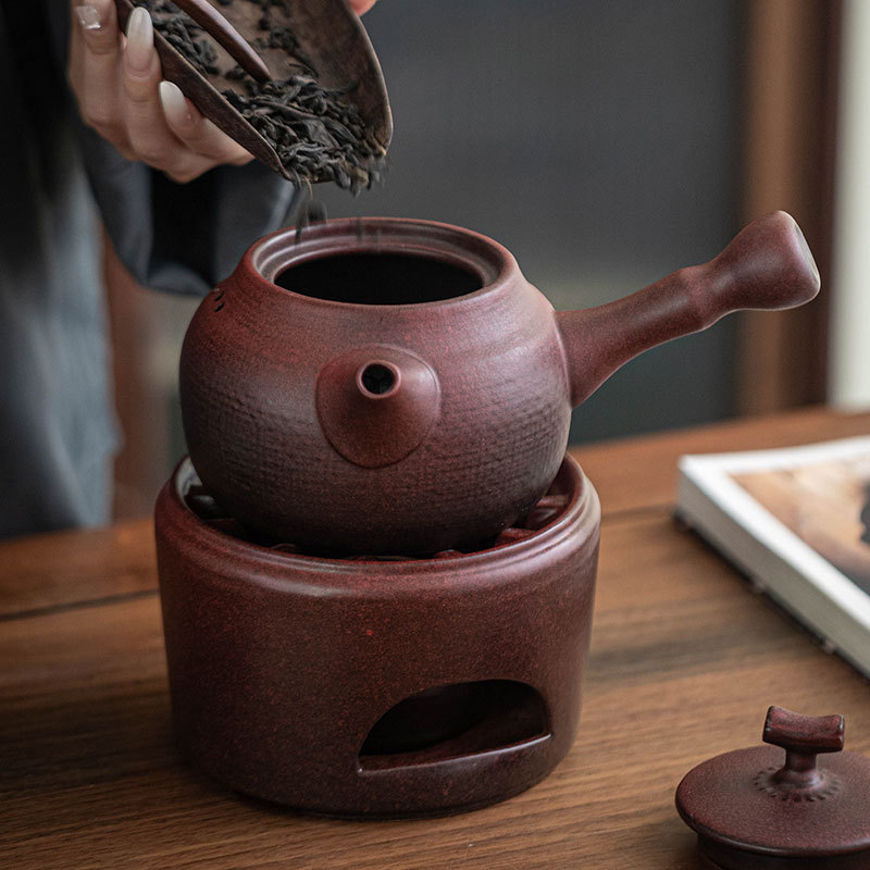 Ấm trà Kung Fu bằng gốm thô gia dụng ấm đơn bếp nấu trà bếp than ấm pha trà ấm pha trà cầm tay