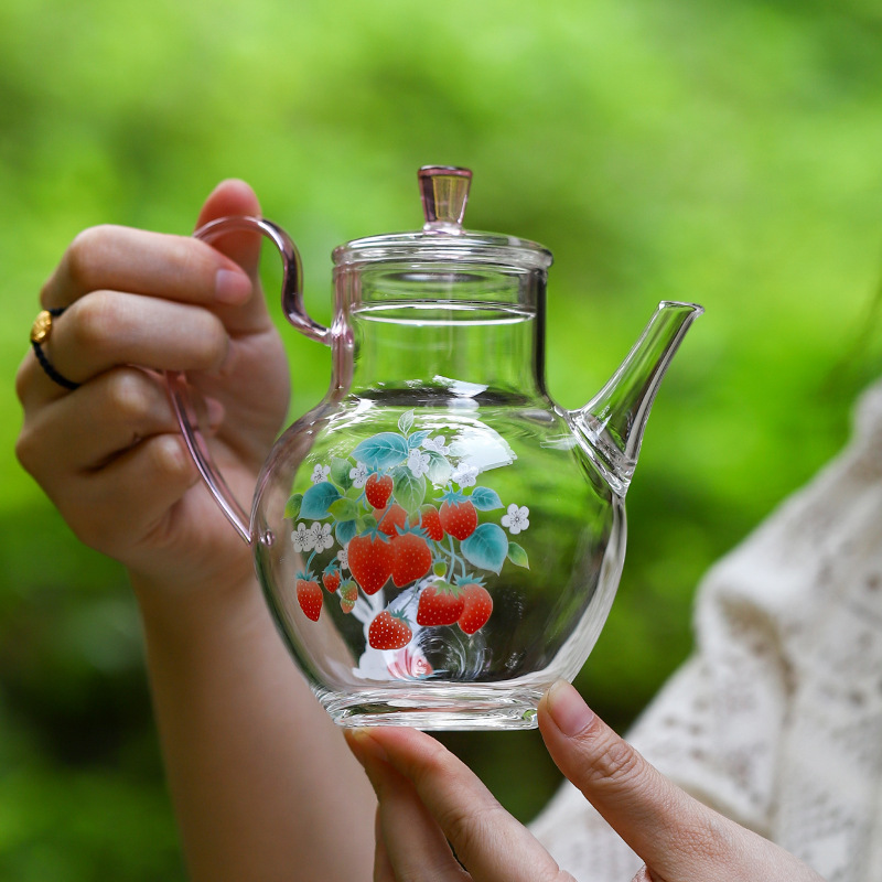 Ấm pha trà xanh Borosilicat cao ấm trà Skylark ấm trà thủy tinh chịu nhiệt loại S và dụng cụ giữ ấm cao cấp dụng cụ pha trà gia dụng lớn