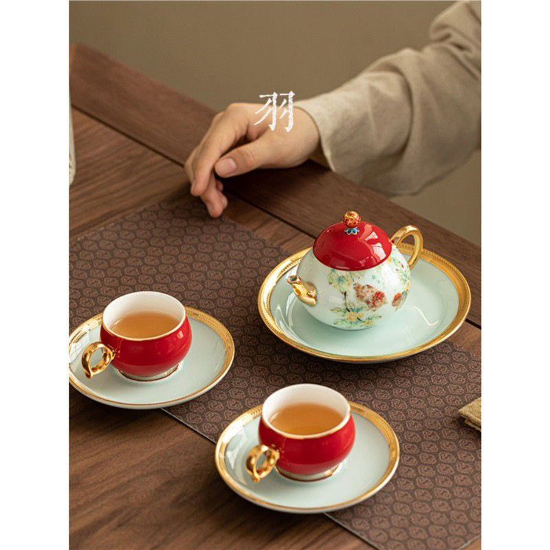 Ấm trà Fortune Dangtou Bộ ấm trà Kung Fu một ấm hai chén gia dụng cao cấp Trung thu Ngày nhà giáo quà tặng bán buôn