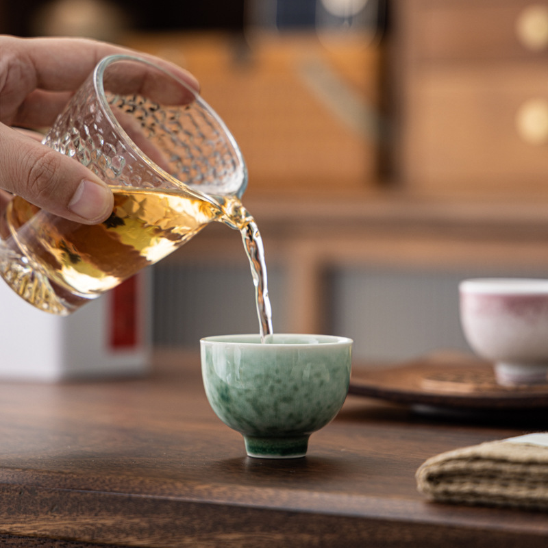 Cốc trà, bộ trà Kung Fu, cốc đơn, cốc trà, cốc thơm, gốm sứ, nhiệt độ cao, cổ áo đồng nghiệp, men