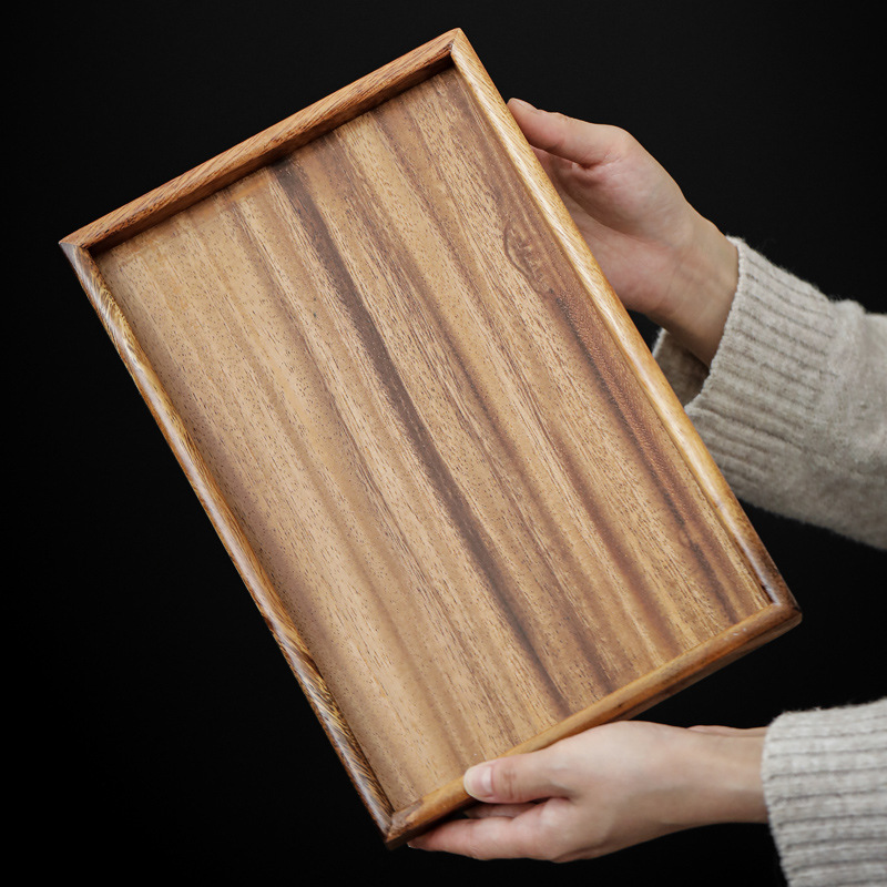 Bộ ấm trà kiểu Nhật khay đựng trà Gỗ Óc Chó khay đựng bọt khô gia dụng khay tre hình chữ nhật khay nhà hàng khách sạn khay nướng