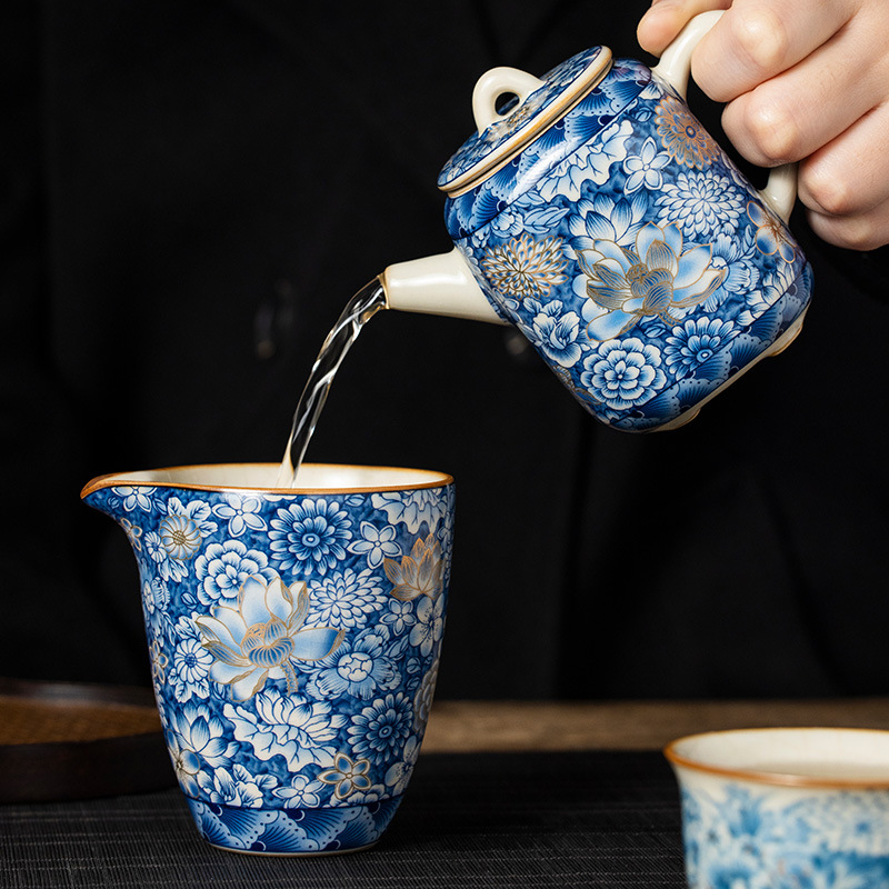 Ấm trà gốm sứ cao cấp gia dụng ấm trà gốm sứ ấm trà đơn dụng cụ trà Kung Fu bán buôn