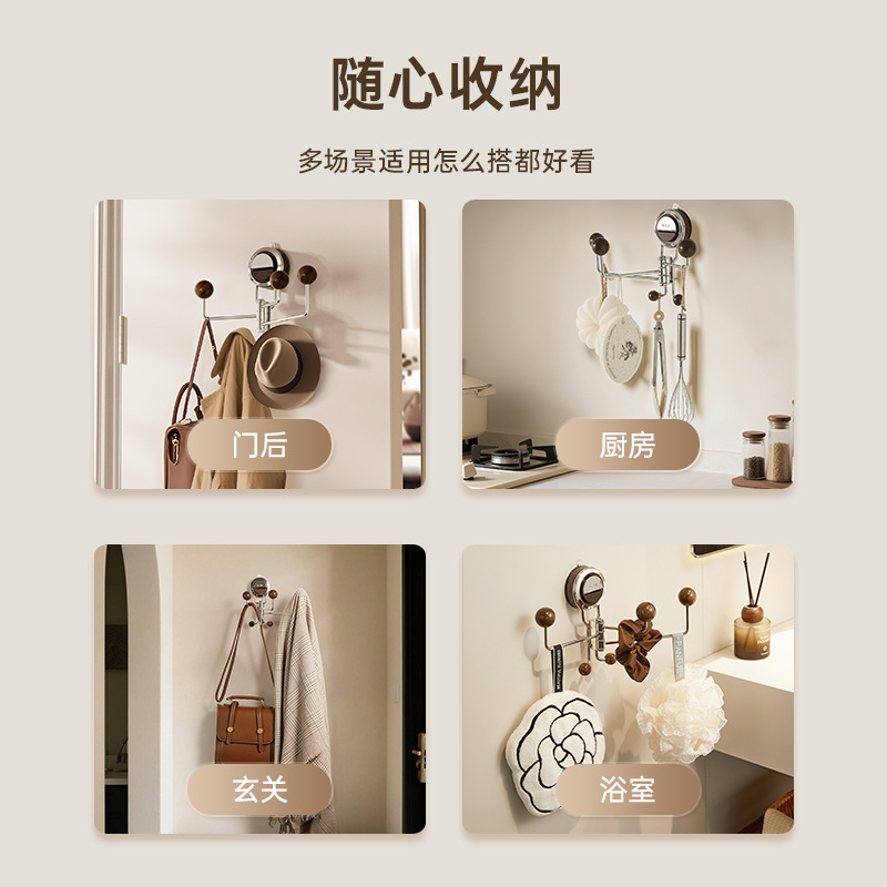 Móc treo cốc hút chân không bydoll treo tường phòng tắm kiểu cổ phía sau cửa không đục lỗ móc treo quần áo chịu lực