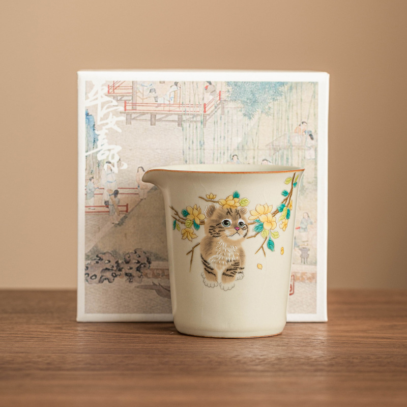 Vẽ tay mèo dễ thương cốc công bằng Gốm sứ thủ công cốc tách trà đơn tách trà biển Phụ Kiện Bộ trà gia dụng