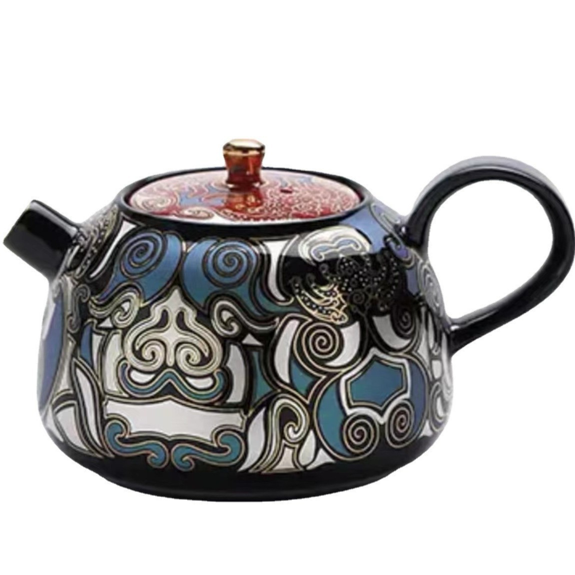 Ấm trà háu ăn màu tương phản công nghệ cọ xát sai màu vàng bạc ấm pha trà Kung Fu cỡ nhỏ bộ trà gốm sứ kiểu Trung Quốc ấm đơn gia dụng