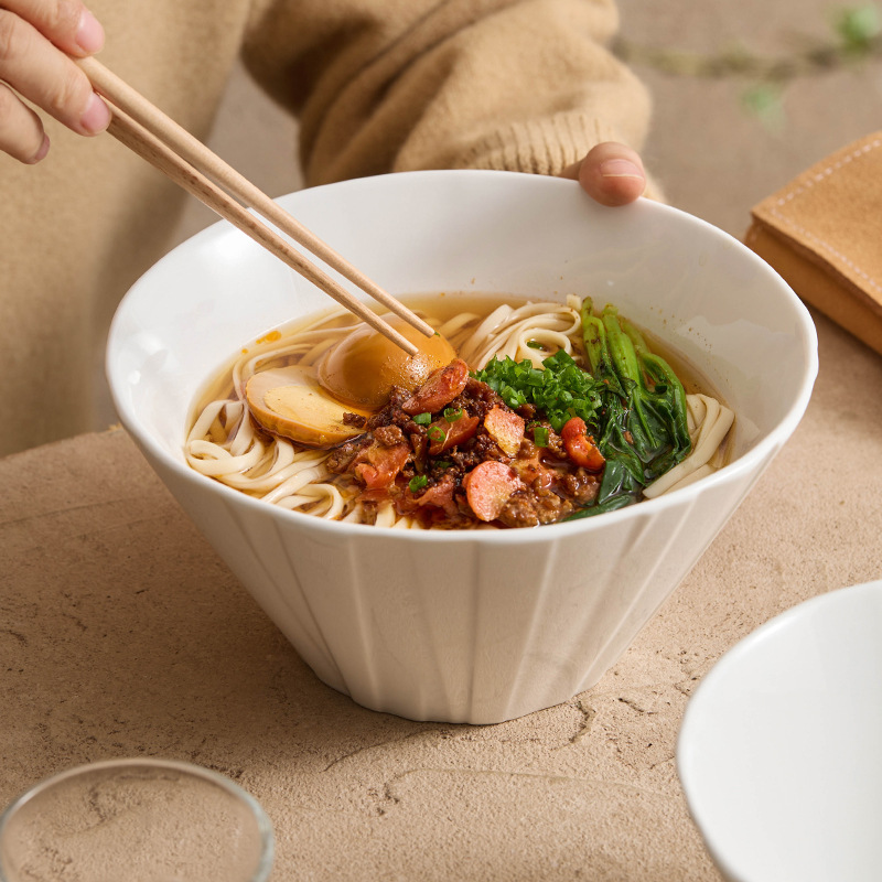 Bát gốm họa tiết Origami Bát mì gia dụng Bát súp Cảm giác cao cấp Bộ đồ ăn khách sạn Bát cỡ lớn Bát doga Bát sâu Bát mì ramen