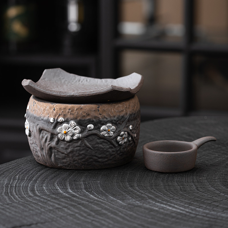 Bộ trà nướng bằng gốm thô Hanmei Bộ trà cổ điển nhỏ trong nhà và ngoài trời có thể đun nóng trên lửa