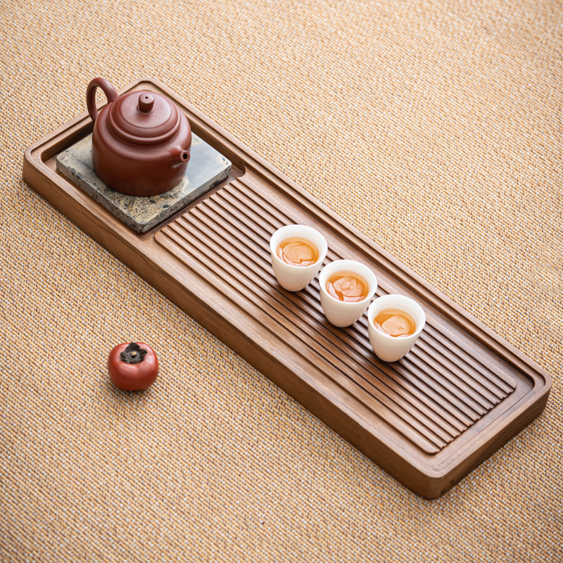 Khay Đựng Ấm gỗ mun Gỗ Óc Chó khay đựng trà gỗ đặc văn phòng gia dụng kiểu Trung Quốc mới khay đựng bọt khô thoát nước hình chữ nhật