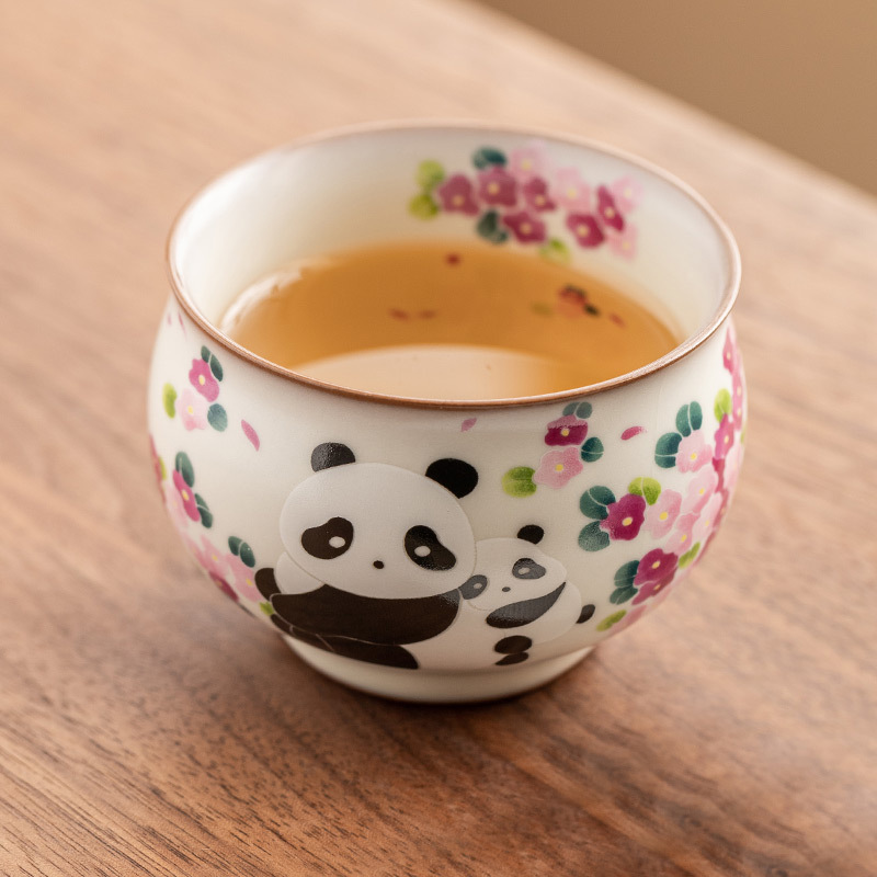 Cốc gấu trúc đông lạnh mỡ lợn, cốc trà, cốc trà nữ giá trị cao, cốc chủ sở hữu bộ trà Kung Fu có thể được nâng lên, cốc đơn