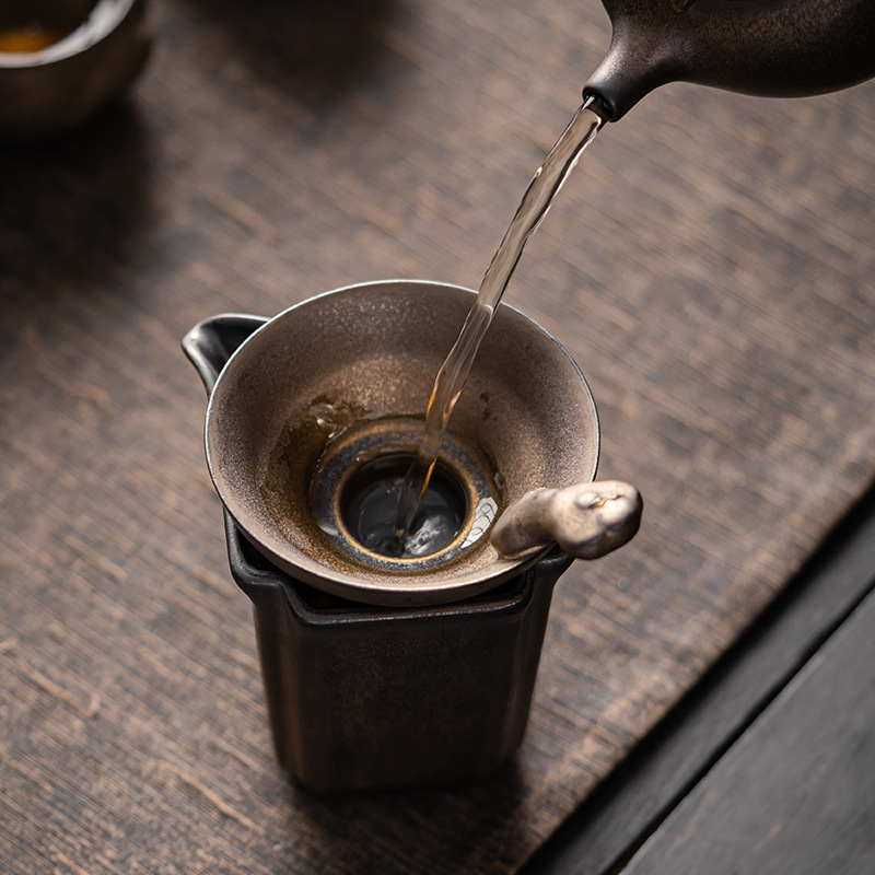 Phong cách Nhật Bản mạ Vàng MEN trà Ruyi vải không dệt lọc bã trà gốm lọc trà lọc trà Kung Fu trà đạo