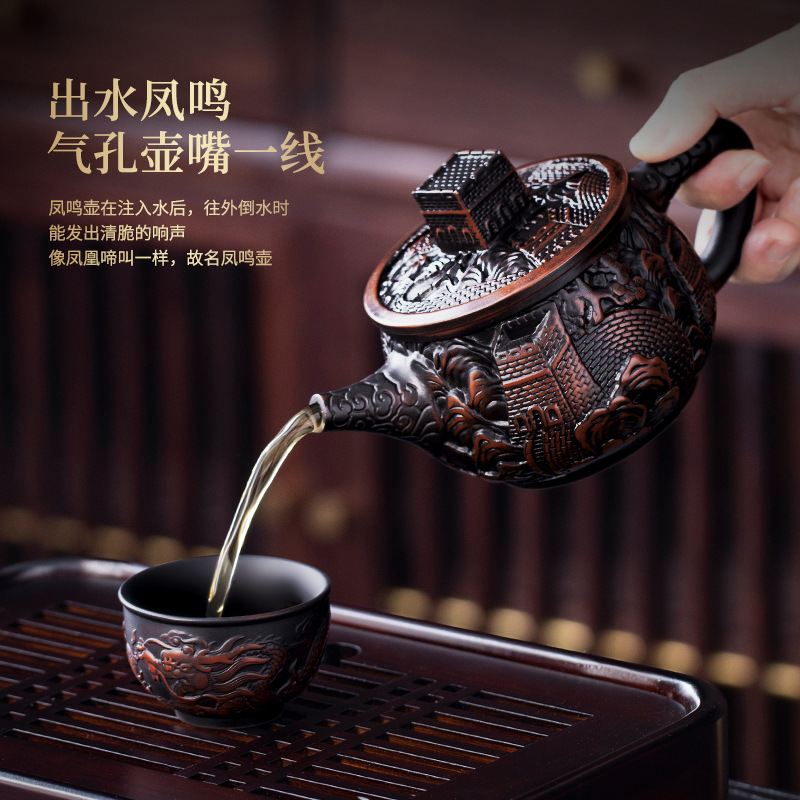 Quà tặng cao cấp Bộ trà Kung Fu gốm tím Master Zhang Baoling Ấm trà Đồ pha trà gốm sứ gia dụng Hộp quà một bình