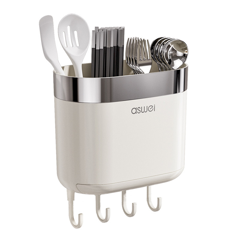 Hộp đựng đũa ống treo tường giá đựng thìa bếp nhanh lồng thoát nước cao cấp gia dụng mẫu mới không cần đục lỗ