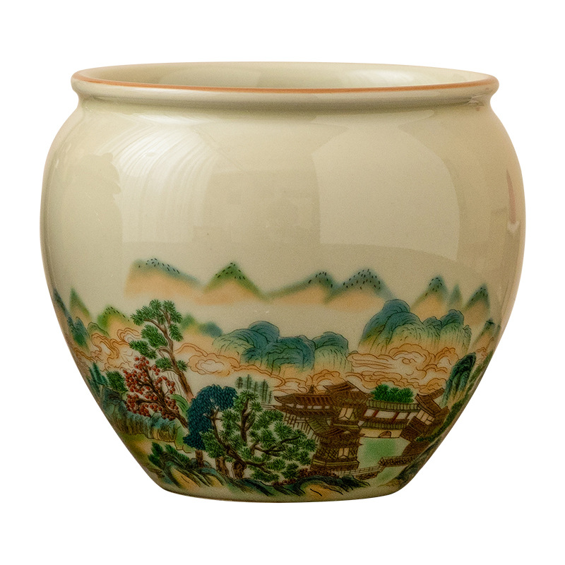 Nhà máy Phong cảnh đầy màu sắc Jianshui Trà rửa bút rửa bình trà gốm sứ Xỉ trà cổ điển Phụ kiện trà đạo biển Kung Fu