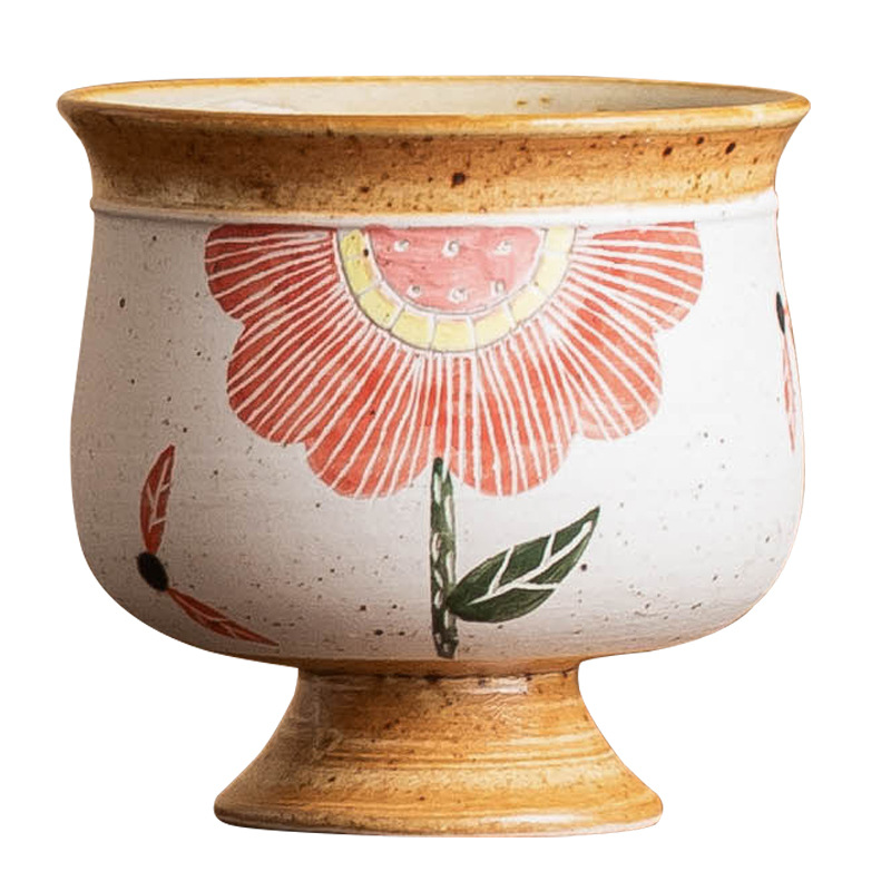 Cốc chủ nhân chạm khắc màu hồng, cốc cao hoa hướng dương, cốc trà gốm sứ cỡ lớn, cốc đặc biệt uống trà, cốc trà cao cấp