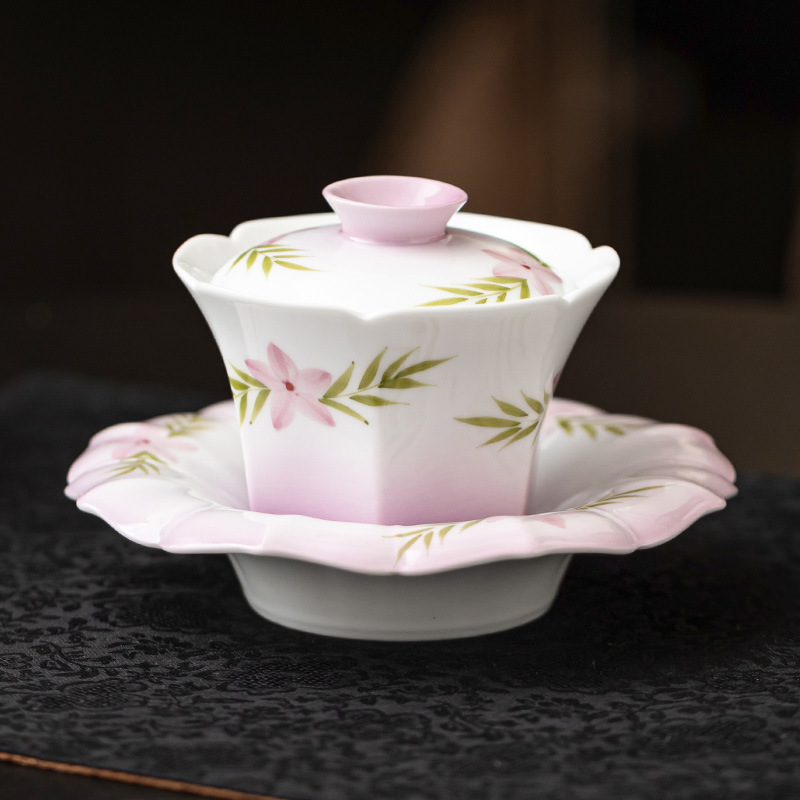 Vẽ tay đế lót ly màu tím gradient mơ mộng khóa mặt ấm cánh hoa đế cốc trà đế đế lót cách nhiệt bàn pha trà bàn phụ kiện trà đạo