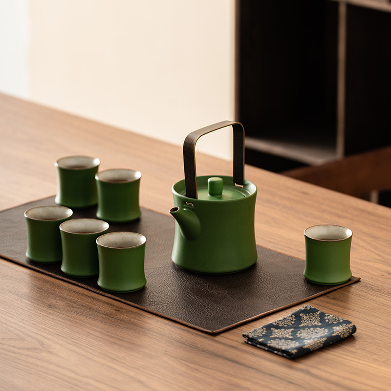Bộ ấm trà tráng men ngọc trúc một ấm sáu chén Bộ ấm trà gốm sứ chén trà Bộ trà trúc trọn Bộ hộp quà Bộ trà Kung Fu