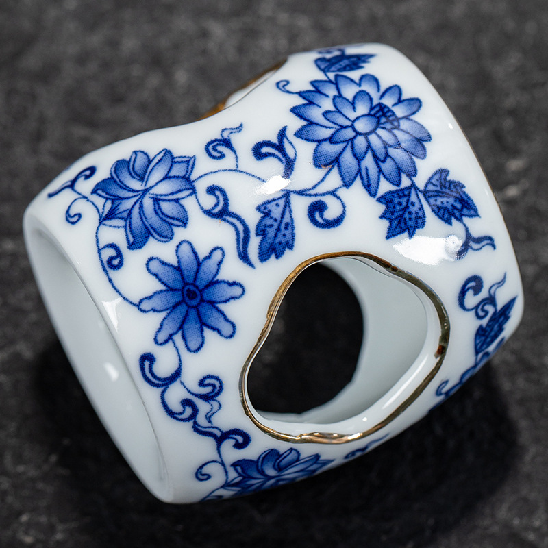 Đồ trà sứ trắng xanh cổ điển nắp ấm sứ cổ dụng dụng cụ trà sứ trắng phụ kiện trà đạo đồ trang trí chơi trà