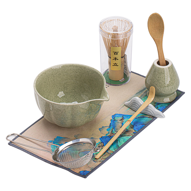Bộ dụng cụ Matcha cánh hoa Bộ dụng cụ Matcha bằng sứ Bộ lọc bát Matcha bằng gốm Bộ lọc trà Bộ lọc trà Bộ bàn chải pha trà