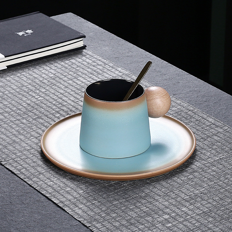 Bộ đĩa cốc cà phê gốm sứ tinh xảo cao cấp hộp quà tặng cốc đơn giản gia dụng văn phòng kinh doanh quảng cáo quà tặng