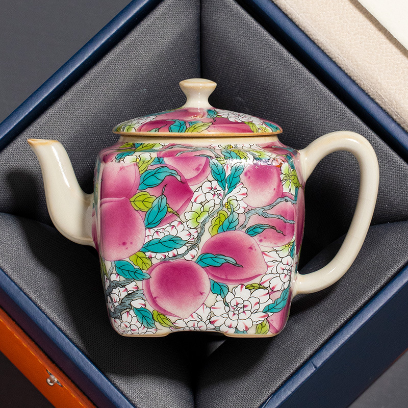 Ấm trà hình vuông Trung Quốc Ru Lò nung Wantao kiểu mới 2024 ấm trà ấm trà cao cấp gia dụng dụng cụ pha trà bộ trà Kung Fu