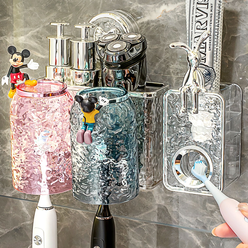 Cốc hút, giá để bàn chải đánh răng, cốc nước súc miệng không đục lỗ, cốc đựng bàn chải đánh răng treo tường nhà vệ sinh gia đình, giá đựng kem đánh răng