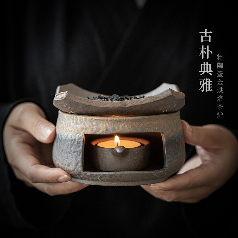 Lò nướng trà bằng gốm thô, lò nướng trà, lò nướng trà ấm bằng gốm sứ, lò làm thơm bằng trà, đế sưởi nến
