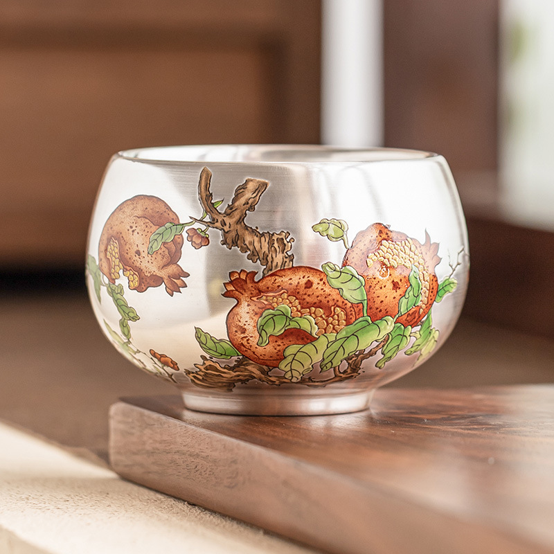 Cốc trà thiền kiểu Trung Quốc 999 cốc chủ nhân mạ bạc đa tử cốc thiền đa tử cốc trà cốc trà gốm sứ cốc đơn