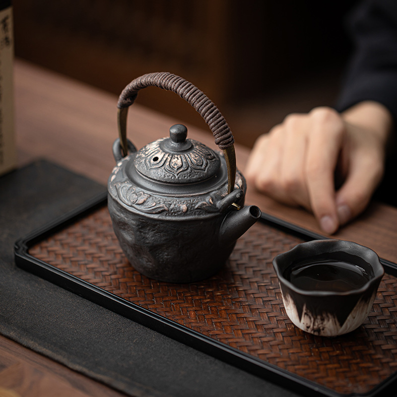 Ấm tay cầm chùm sen cổ Wabayanwu ấm đơn dụng cụ trà Kung Fu gốm sứ gia dụng ấm pha trà có lọc cổ điển kiểu Trung Quốc