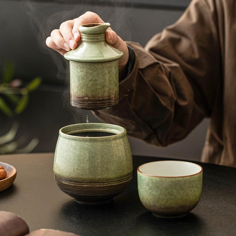 Đồ hâm rượu bằng gốm biến đổi lò nung bầu trời đầy sao màu xanh lá cây bình đun rượu nóng bình đun rượu gia dụng bình đun rượu