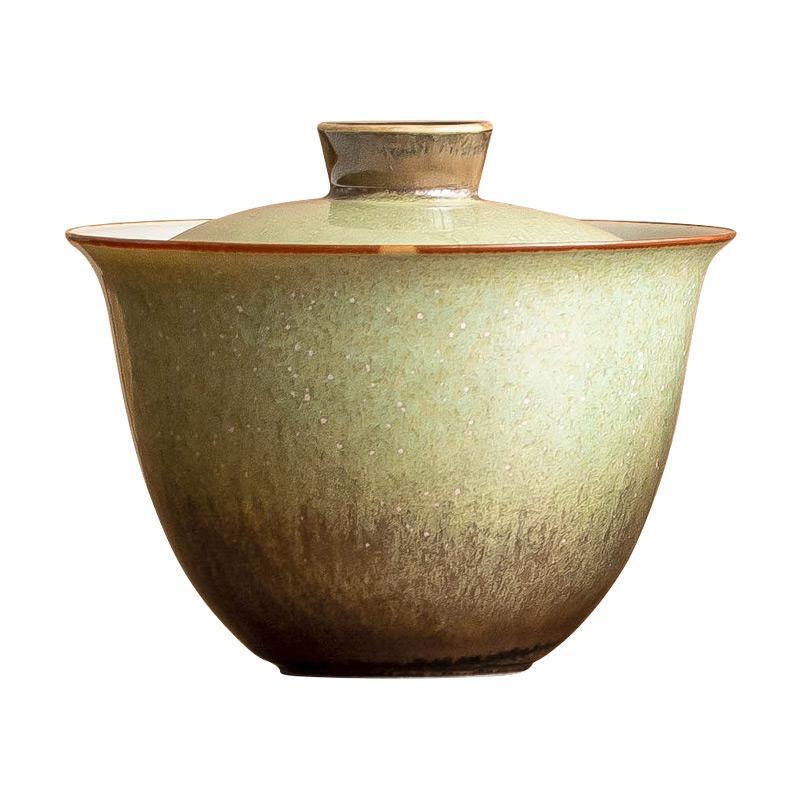 Lò nung thay bát có nắp thứ hai, bầu trời đầy sao xanh, bát pha trà Musong có nắp, đồ pha trà cỡ lớn cổ điển làm bằng tay, tách trà đơn