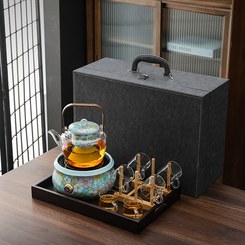 Dụng cụ pha trà bếp gốm sứ điện gia dụng bếp nấu trà trong nhà bộ ấm pha trà ấm đun nước cốc trà hộp quà