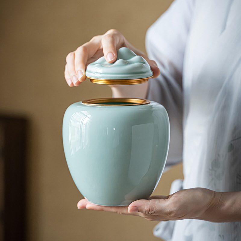 Lọ trà, hộp quà hai lon, hộp một màu kín, hộp gốm sứ chống ẩm, kho trà, hộp quà tặng trà