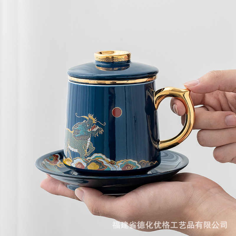 Cốc sứ Kirin cốc tách trà lọc Có Nắp Cốc pha trà cốc nước văn phòng gia dụng cá nhân