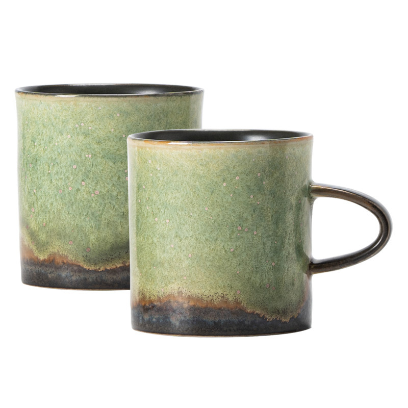 Bộ cốc cà phê gốm sứ cổ điển lò nung thay đổi cốc uống nước cổ điển cốc cặp cốc cặp đôi hộp quà một cặp LOGO