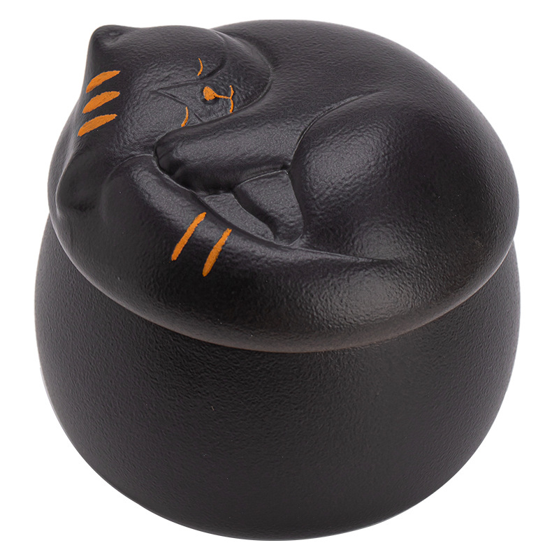 Hộp đựng trà gốm sứ dễ thương mèo, hộp kín chống ẩm, hộp đựng trà du lịch cỡ nhỏ cầm tay, hộp đựng trà