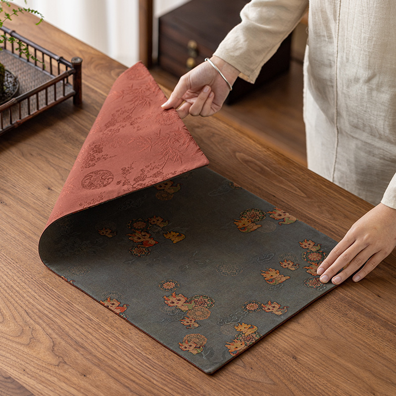 Khăn trải bàn trà cách nhiệt phong cách dân tộc gia dụng sợi mây thơm hai mặt cho bàn trà thủ công kiểu Trung Quốc mới đĩa bong bóng khô kiểu Trung Quốc cờ bàn cổ điển