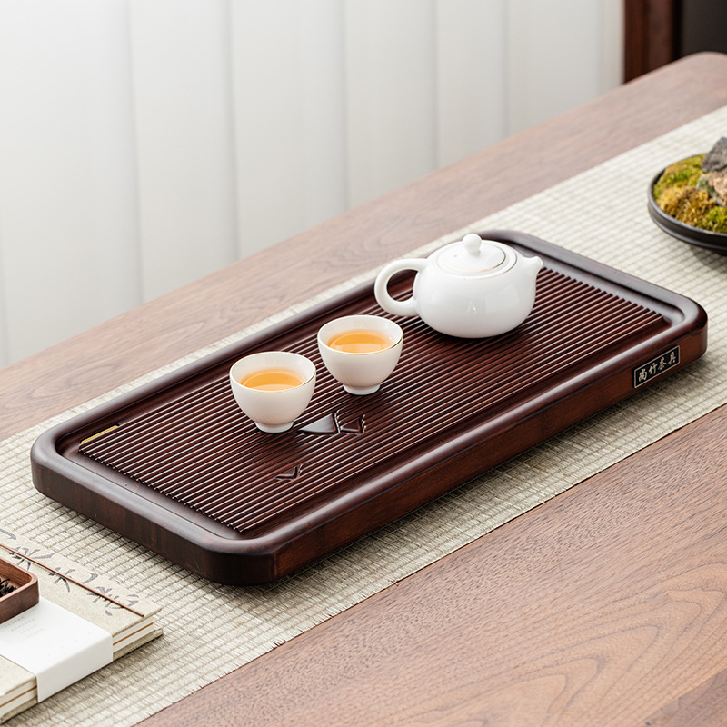 Khay trà cao cấp gỗ rắn nặng tre thoát nước gia dụng bàn trà pha Khô Nhỏ văn phòng Biển Trà đơn giản Khay trà Kung Fu