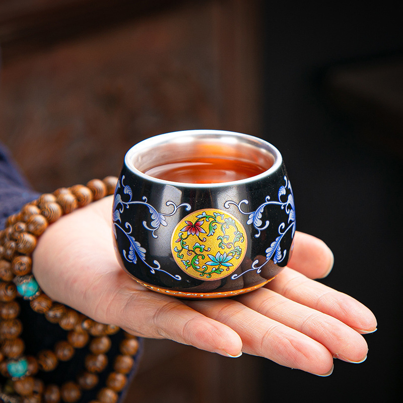 Cốc trà bạc 999 sterling, cốc trà mạ bạc, cốc trà ngon, cốc chủ nhân, cốc chào mừng văn phòng, cốc bạc gốm