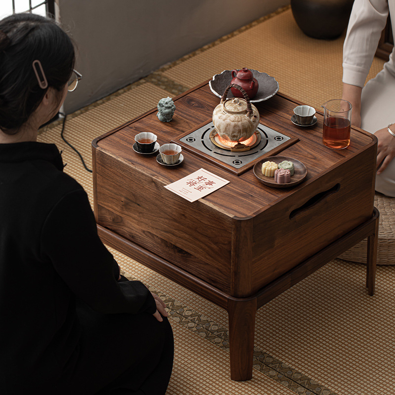 Gỗ Óc Chó gỗ nguyên khối cao cấp nấu trà nướng trà nhỏ bếp tơ điện bàn trà bàn trà bếp than nhỏ bộ đồ trà