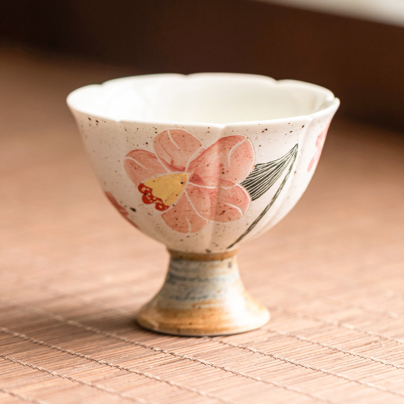 Cốc chủ nhân màu xám thực vật, cốc cánh sen chạm khắc mực, cốc trà cao cấp, cốc trà gia dụng gốm sứ, cốc trà, cốc trà