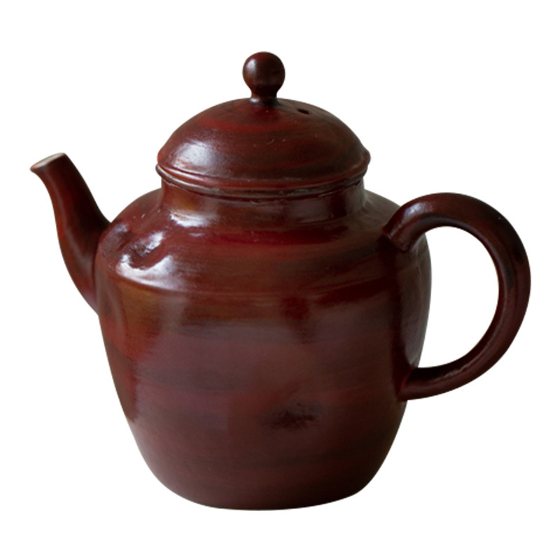 Ấm trà hồng, bộ trà gốm phong cách Wabi-jifeng, ấm trà thủ công gia dụng kiểu Nhật, ấm trà pha trà dung tích lớn